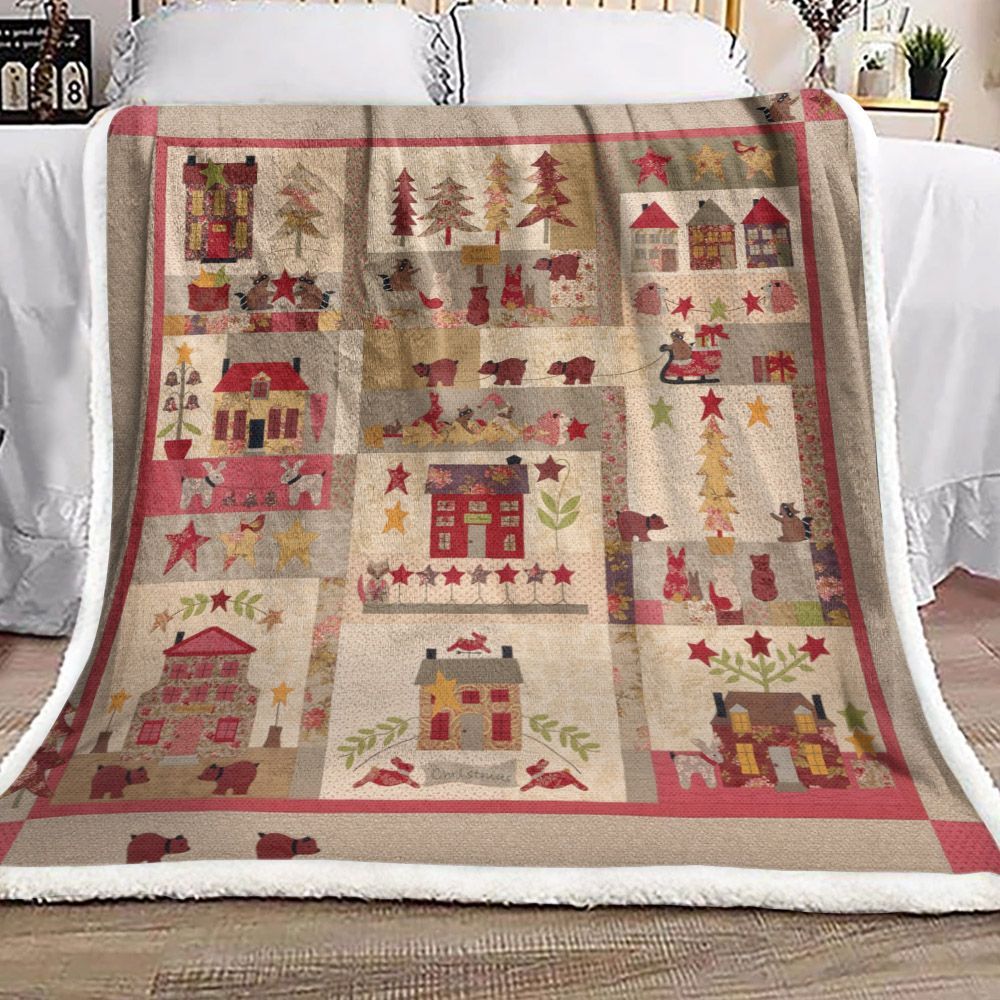 A Woodland Christmas Sherpa Fleece Blanket