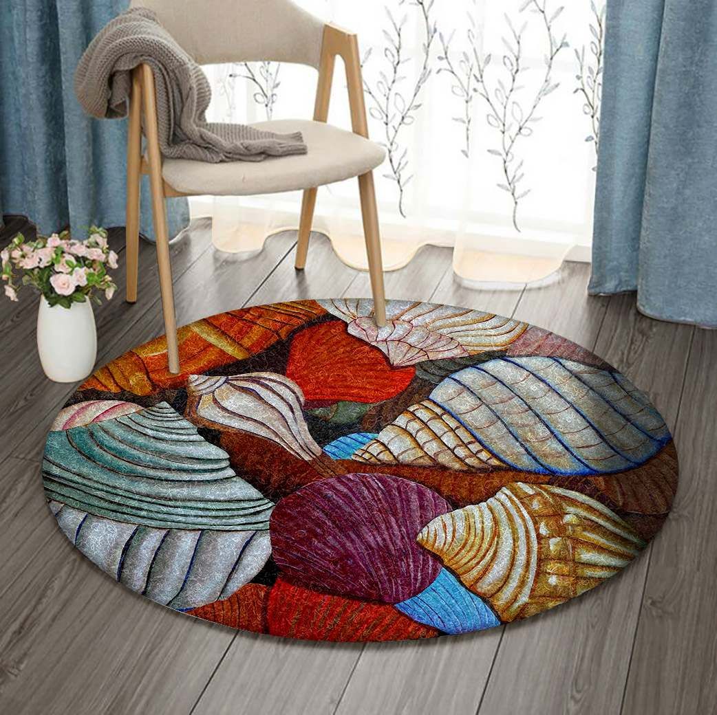 Abandoned Beachfront Homes Round Carpet