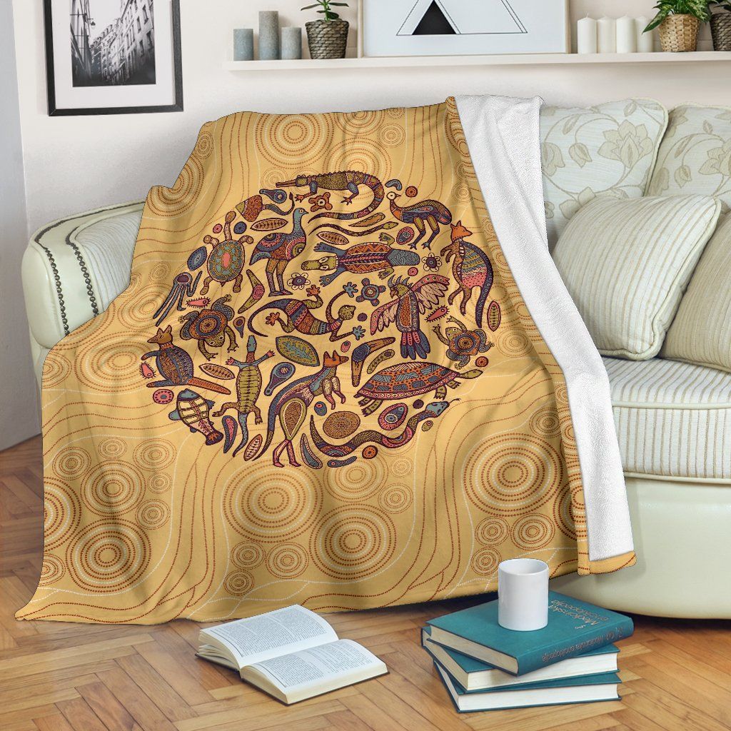 Aboriginal Animals Sherpa Fleece Blanket