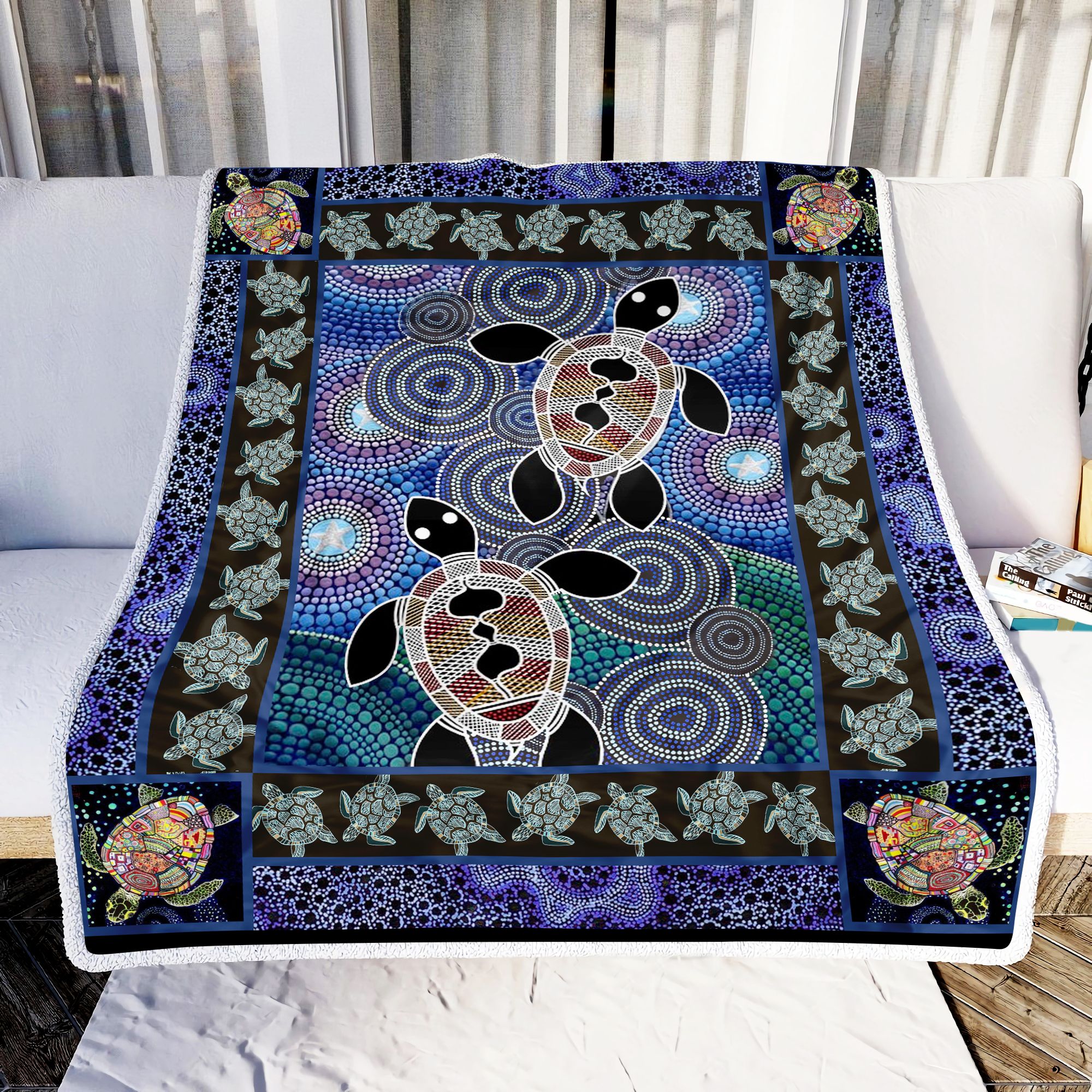 Aboriginal Turtle Dot Painting Fleece Blanket