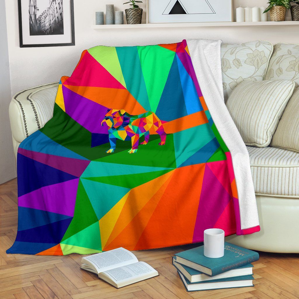 Abstract Bulldog Sherpa Fleece Blanket