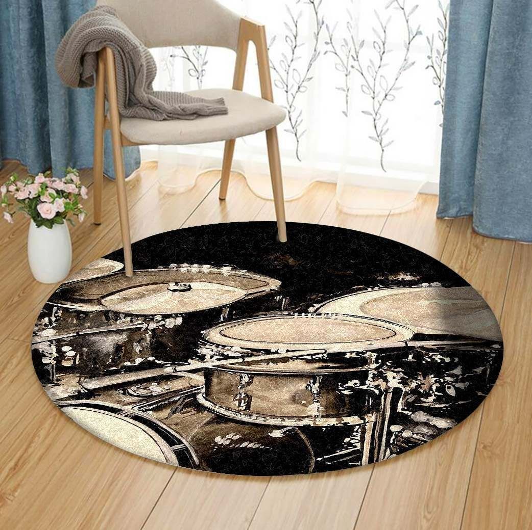 Abstract Drum Set Round Carpet