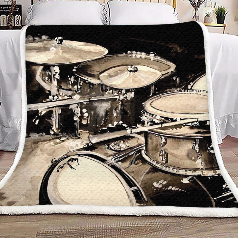 Abstract Drum Set Sherpa Fleece Blanket