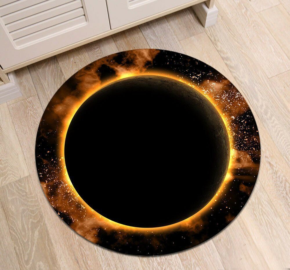 Abstract Fireball Round Carpet