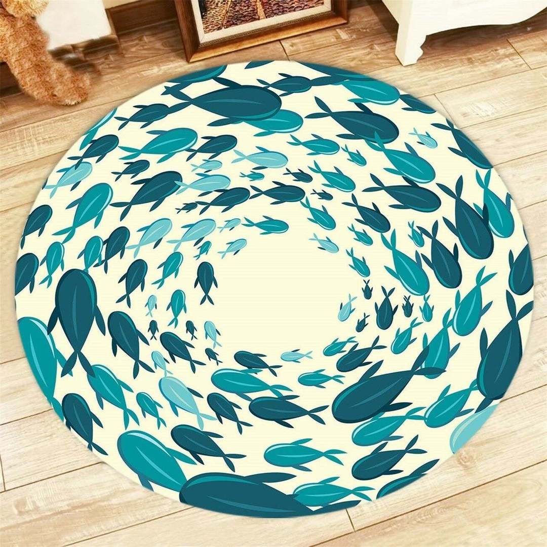 Abstract Fish Round Carpet