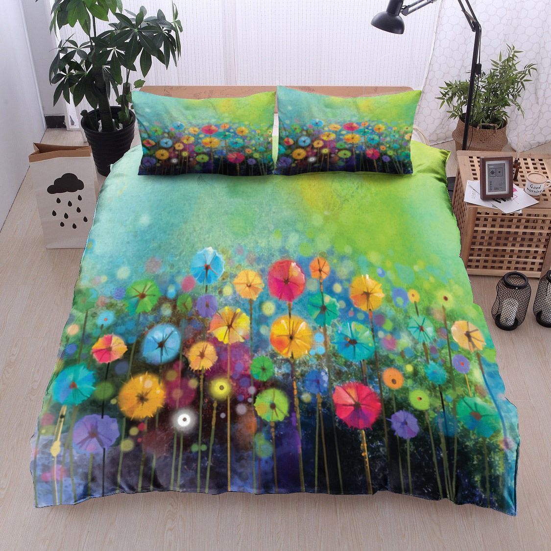 Abstract Floral Watercolor Painting Bedding Set