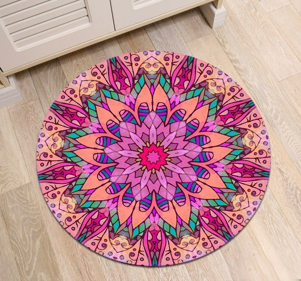 Abstract Mandala Flower Round Carpet