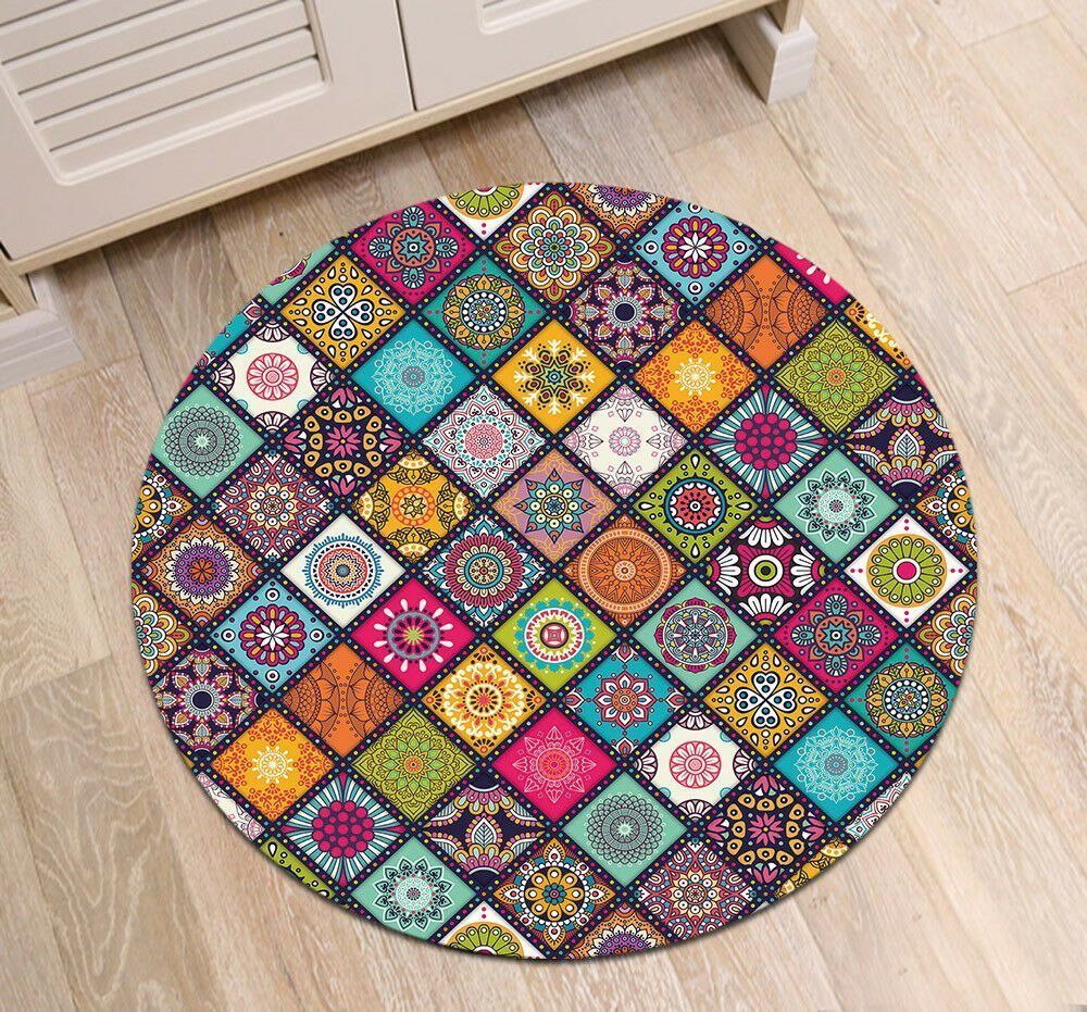 Abstract Mandala Flower Round Carpet