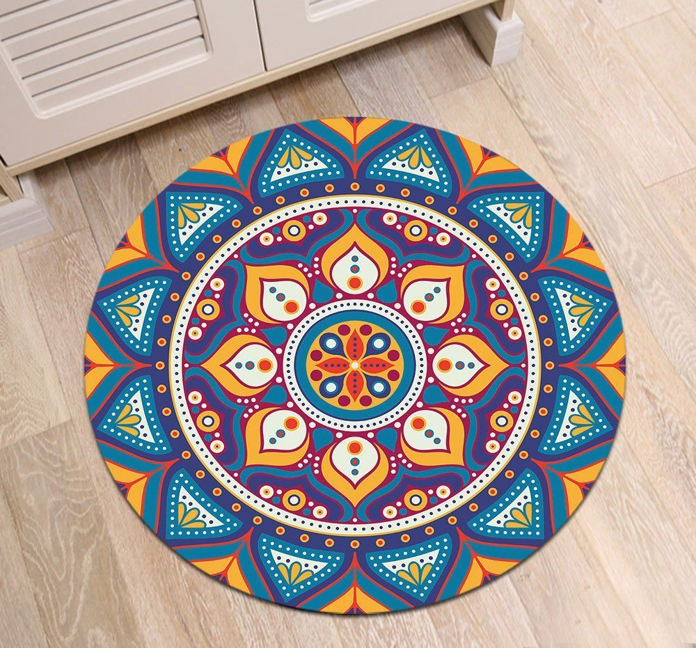 Abstract Mandala Flower Round Carpet