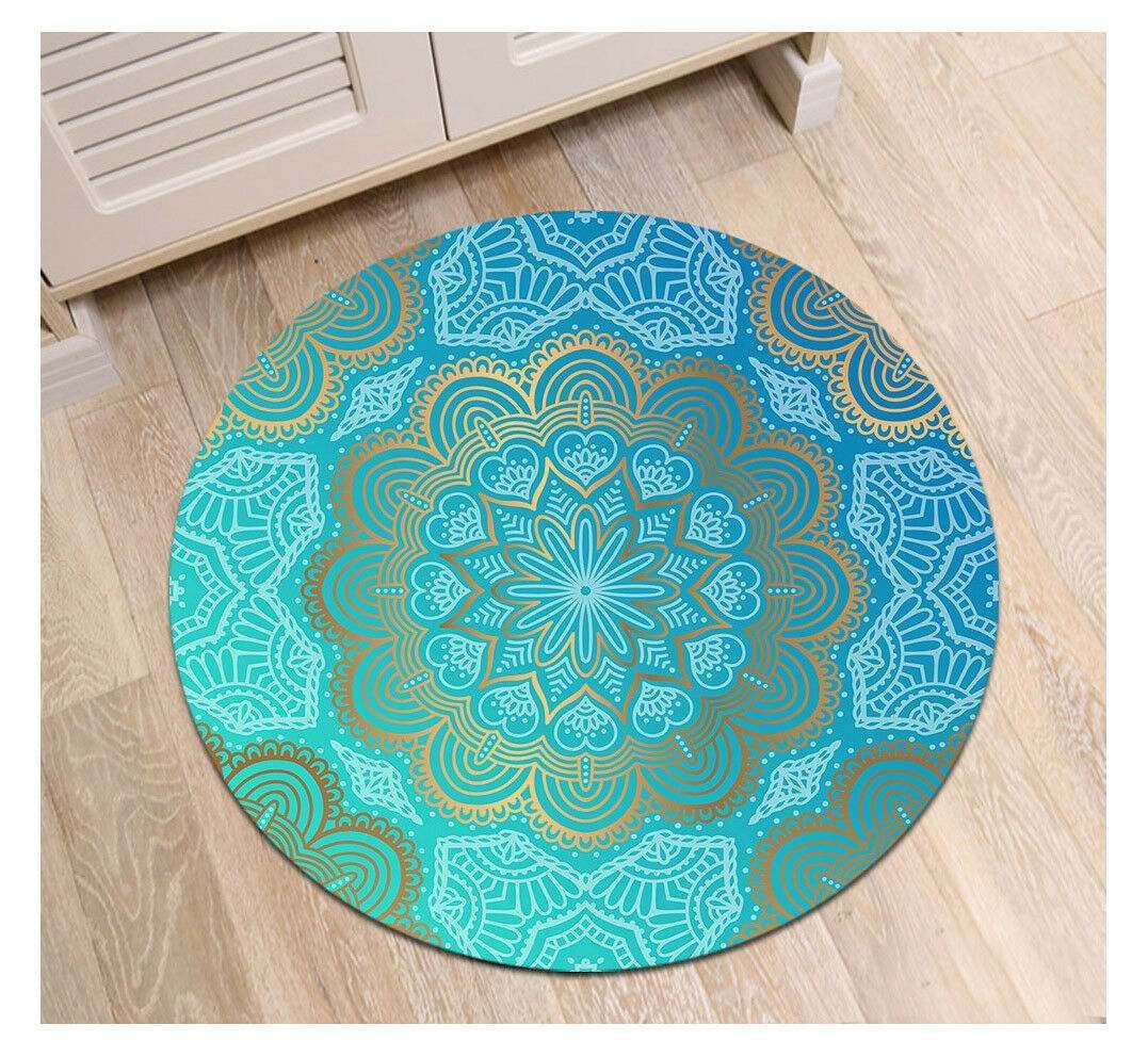 Abstract Mandala Flower Round Carpet