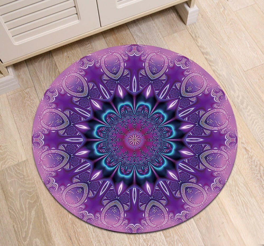 Abstract Mandala Flower Purple Pattern Round Carpet