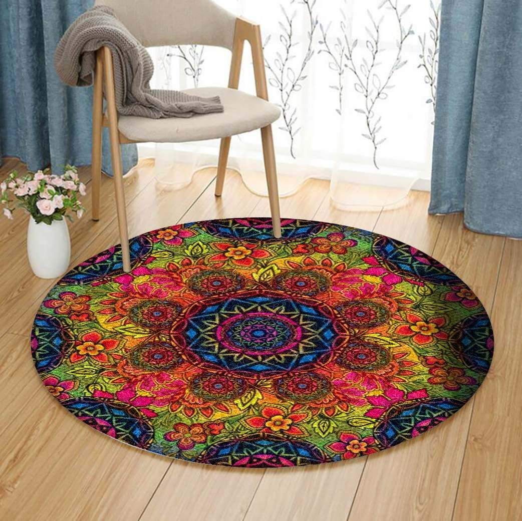 Abstract Needlepoint Round Carpet