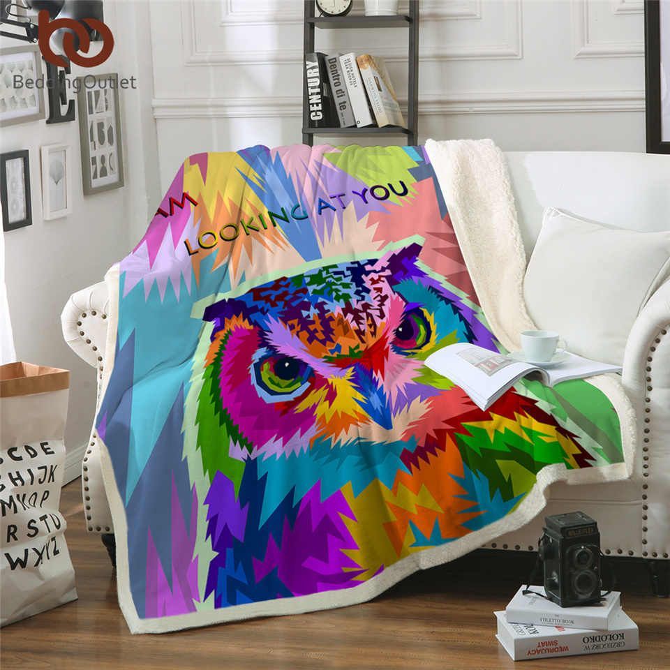 Abstract Owl Sherpa Fleece Blanket
