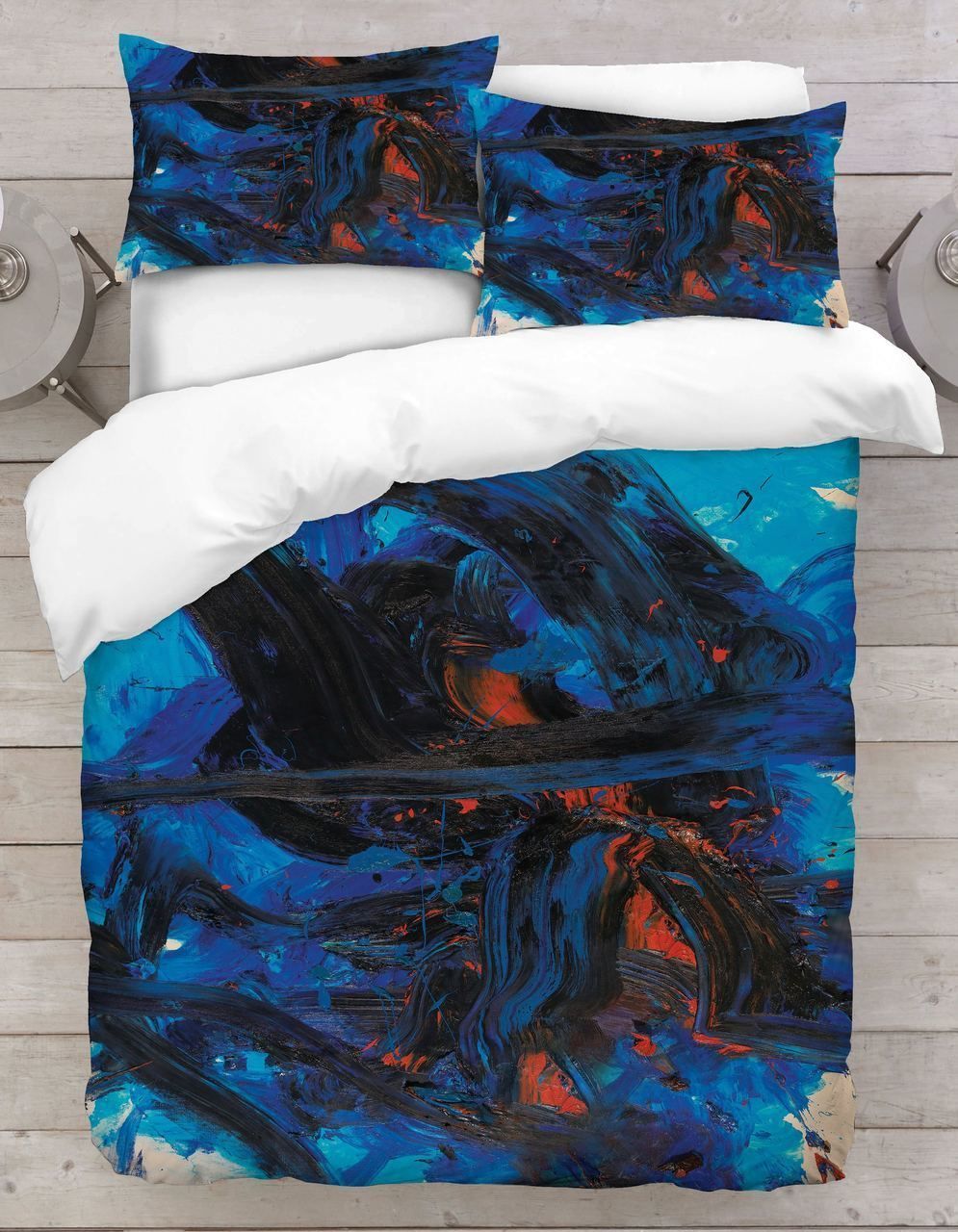 Abstract Painting Blue Black 3d Bedding Set