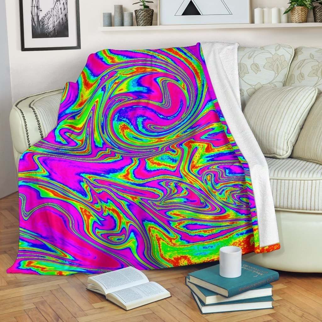 Abstract Psychedelic Liquid Trippy Sherpa Fleece Blanket