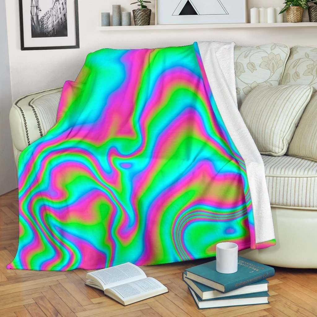 Abstract Psychedelic Trippy Sherpa Fleece Blanket