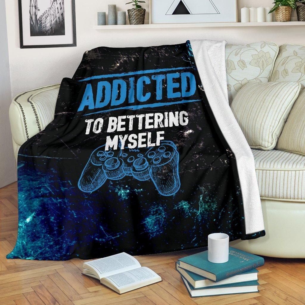 Addicted To Bettering Myself Blue Sherpa Fleece Blanket
