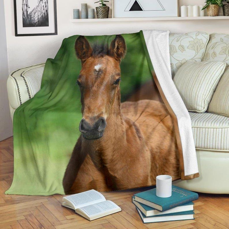 Adorable Baby Horse Sherpa Fleece Blanket