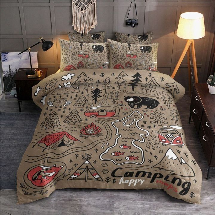 Adorable Camping Happy Bedding Set
