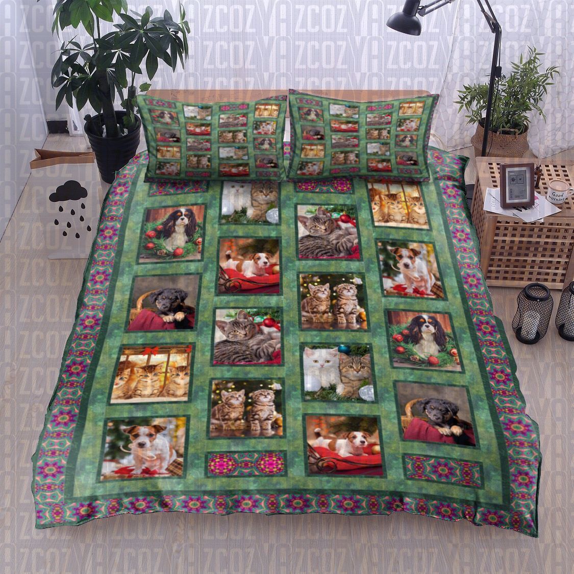 Adorable Christmas Pets Cat Dog Bedding Set