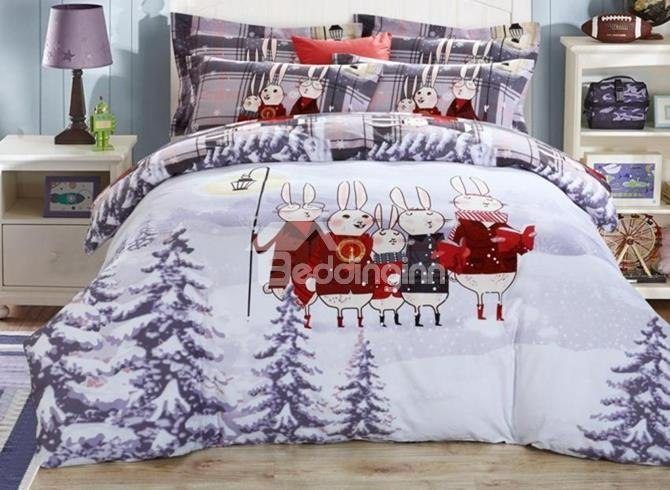 Adorable Christmas Rabbit Bedding Set