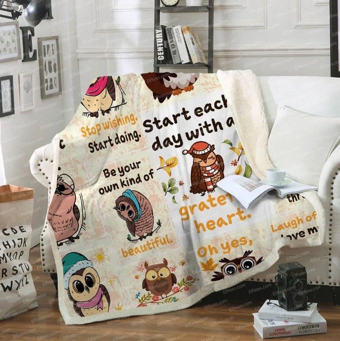 Adorable Owl Sherpa Fleece Blanket