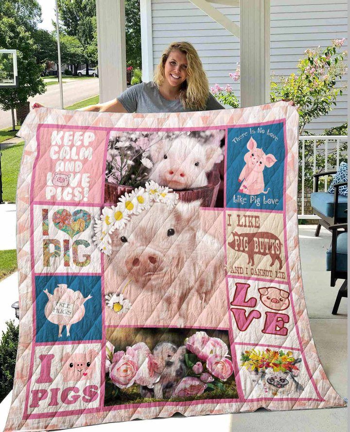 Adorable Pigs And Daisy Flowers Quilt Blanket DHC1402781TD
