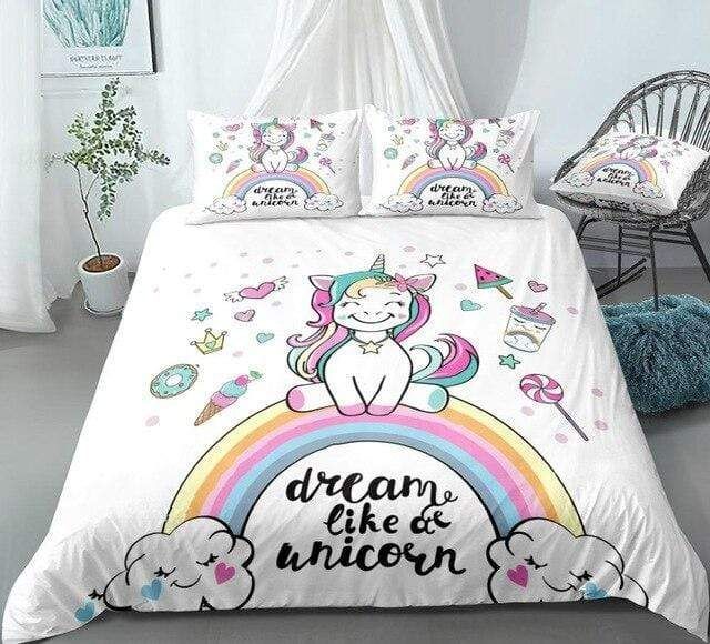 Adorable Rainbow Unicorn Bedding Set