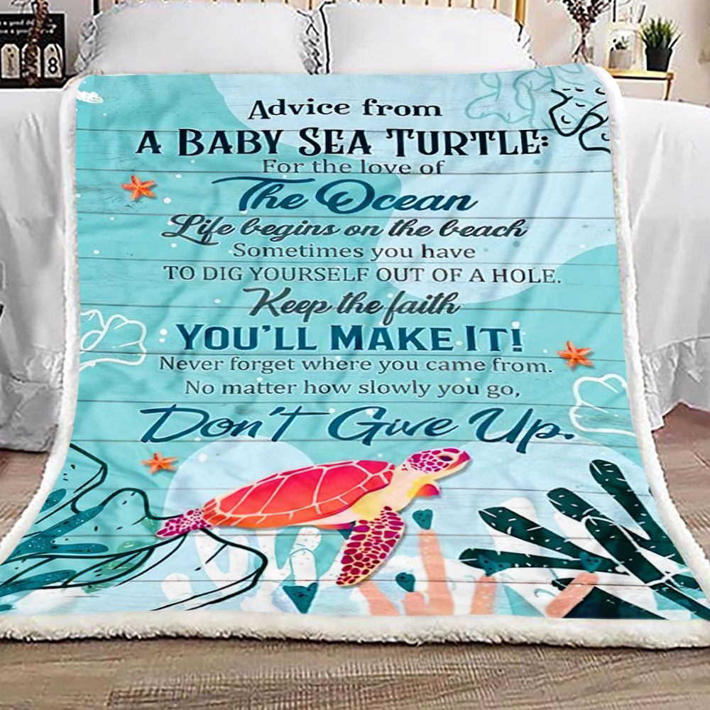 Advice From A Baby Sea Turtle Fleece Blanket