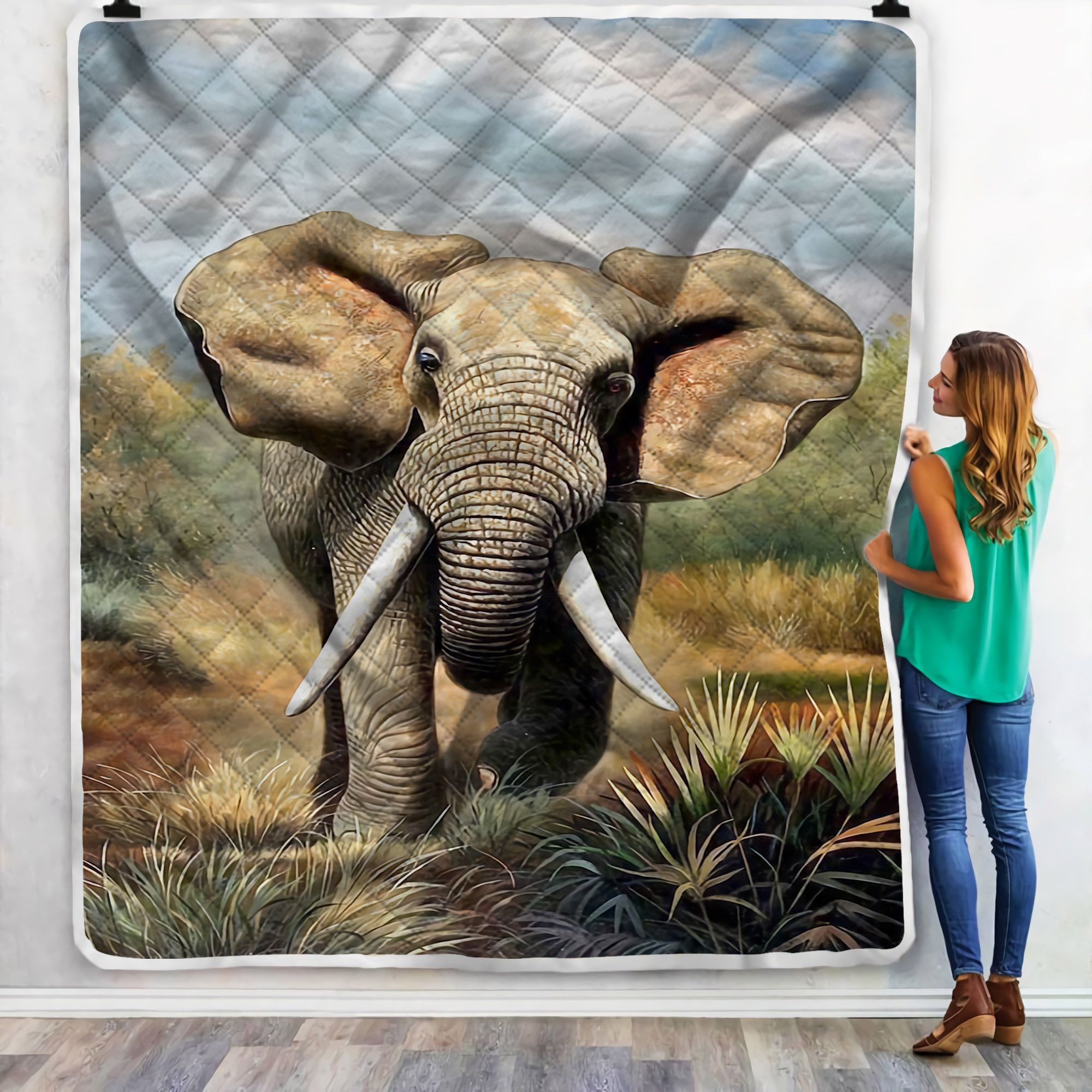 Africa Elephant Art Sherpa Fleece Blanket
