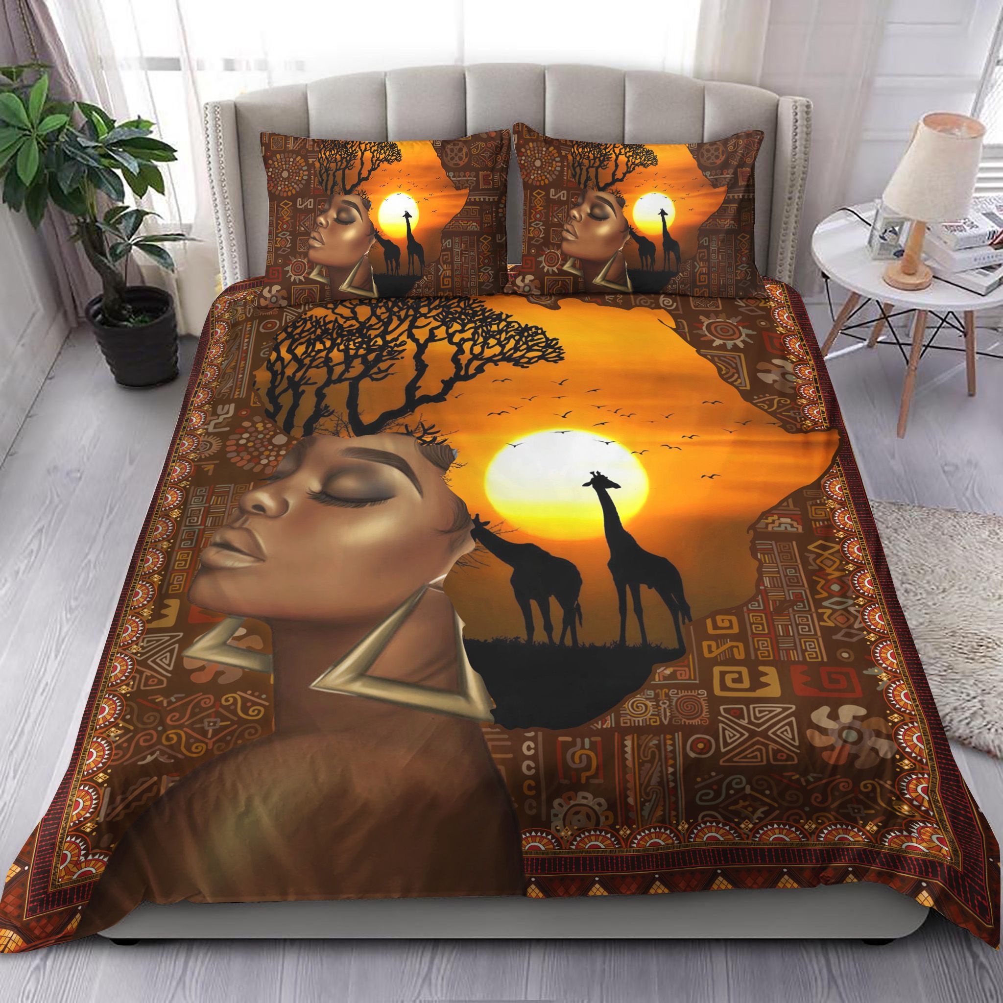 Africa Map Loves African Woman Bedding Set