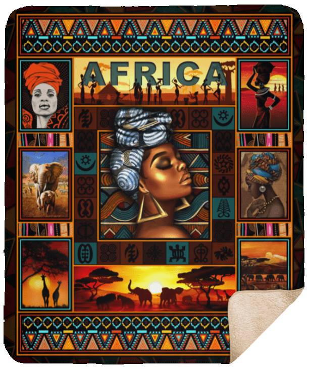 Africa Native Black Woman Sherpa Fleece Blanket