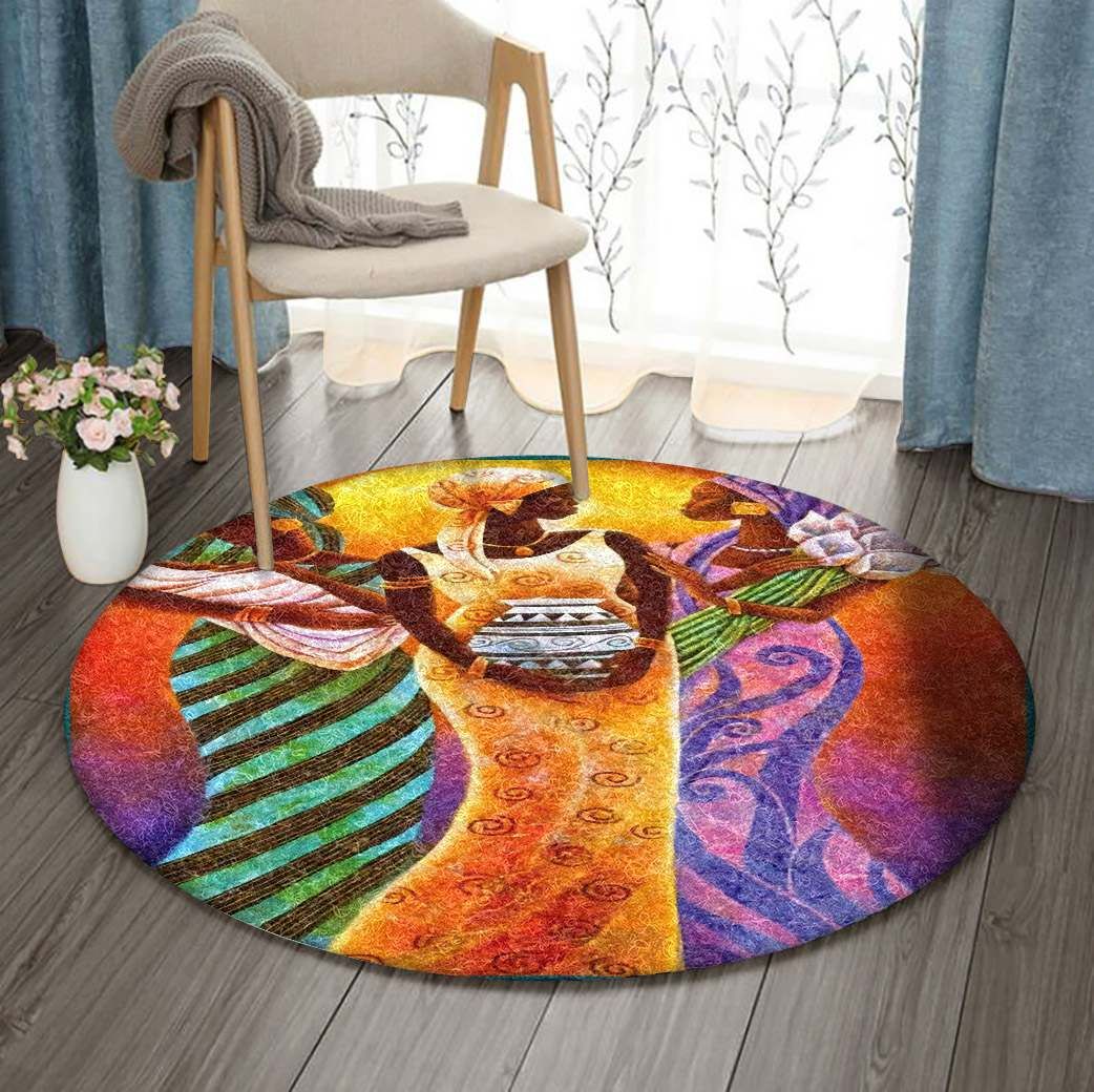 African American Artist African Art Round Carpet