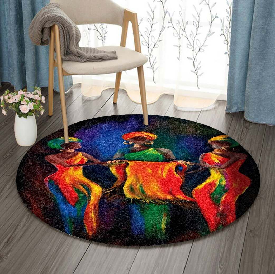 African American Artist African Art Round Carpet