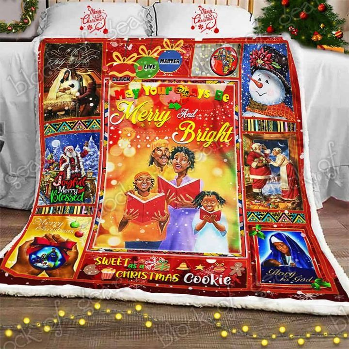African American Christmas Fleece Blanket