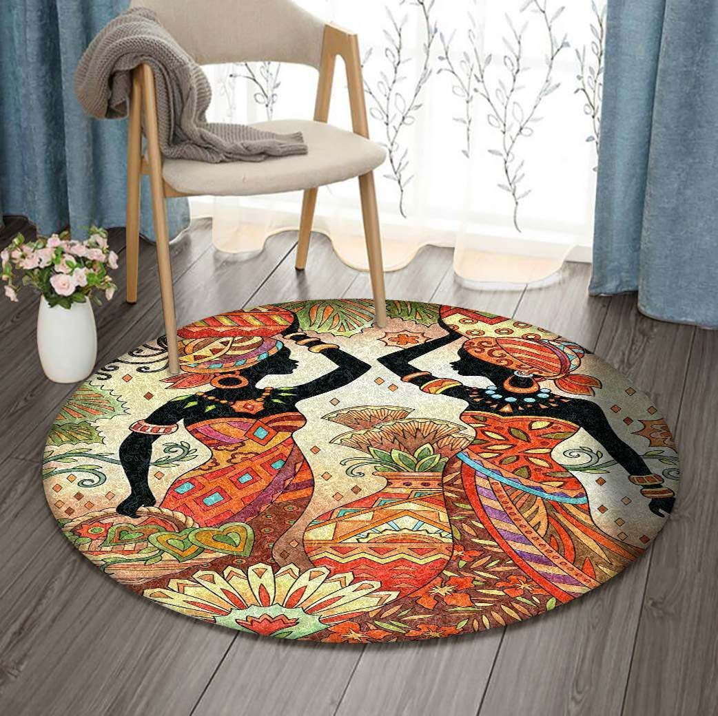 African American Native American Mandala Round Carpet
