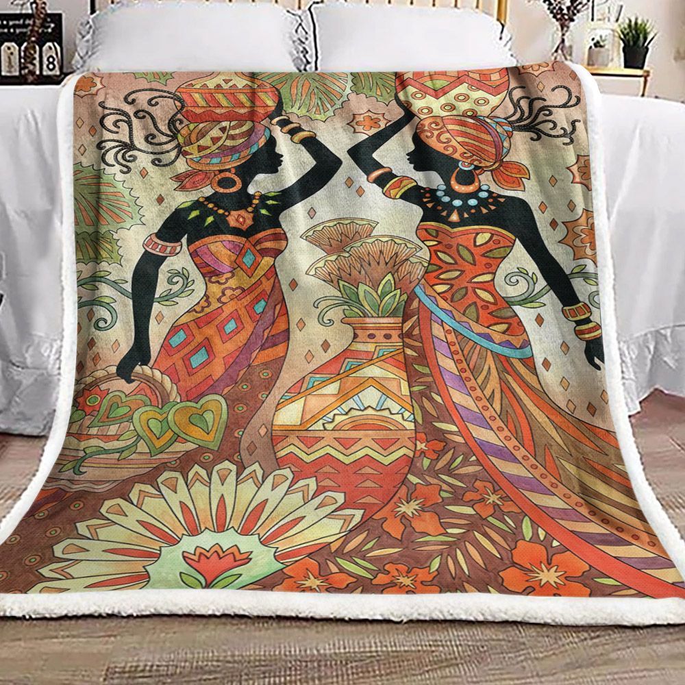 African American Native American Mandala Sherpa Fleece Blanket