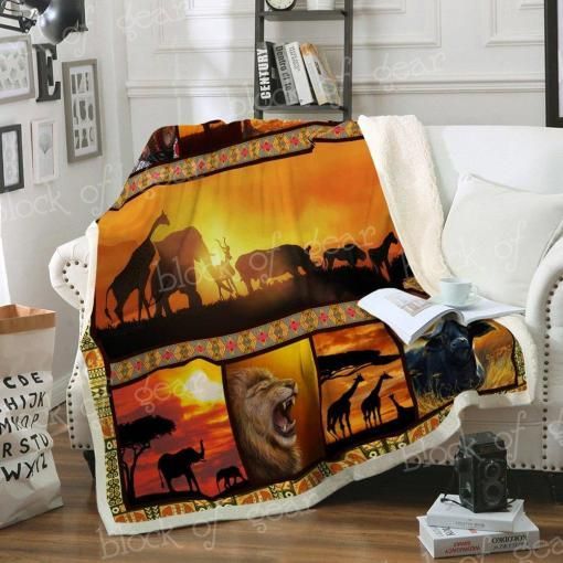 African Animals Sherpa Fleece Blanket