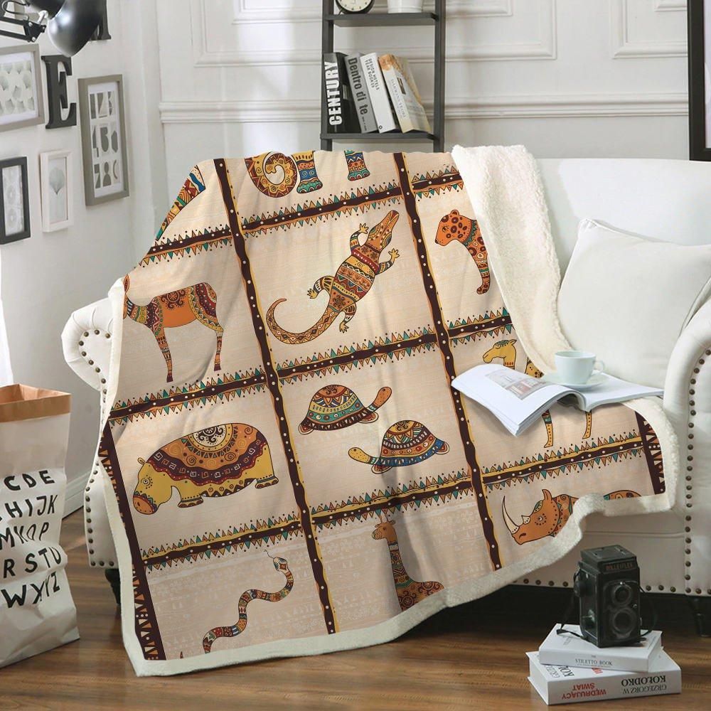 African Animals Sherpa Fleece Blanket