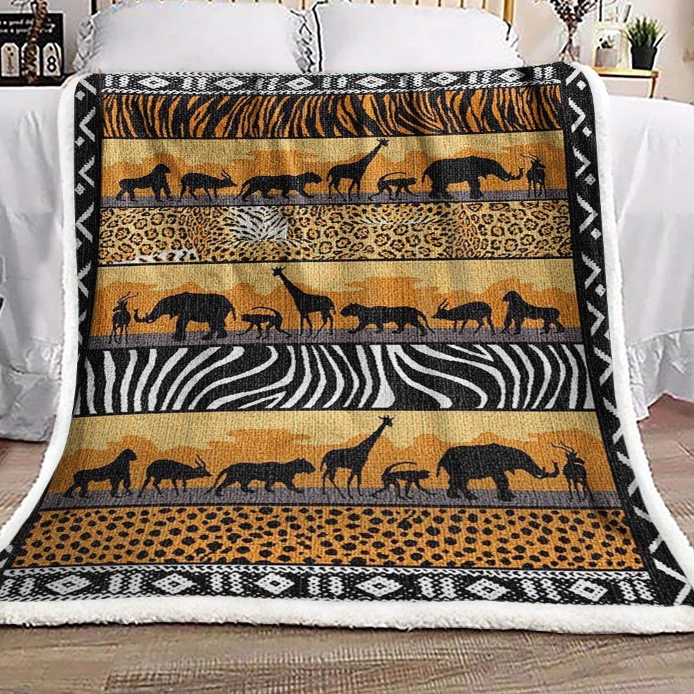 African Animals Sherpa Fleece Blanket
