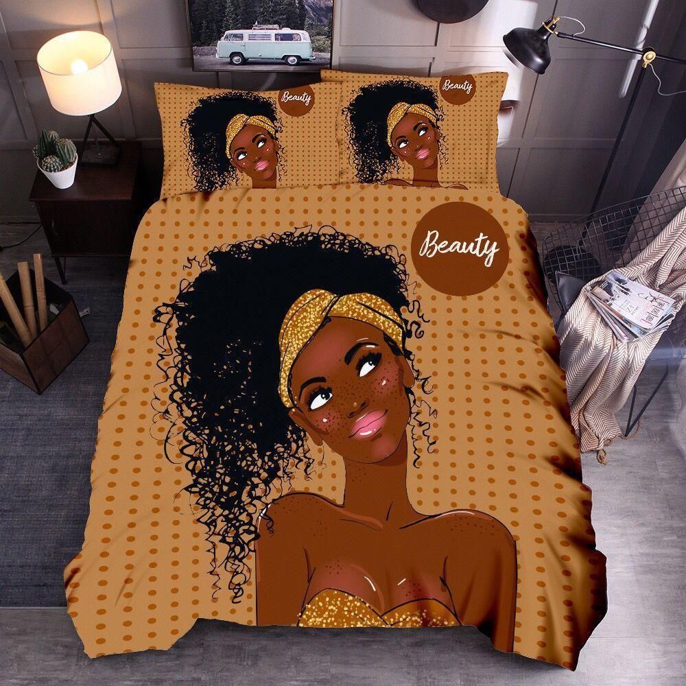 African Beauty Brown Background Bedding Set