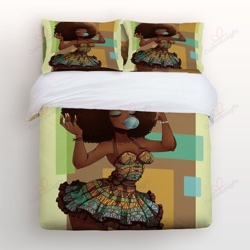 African Black Girl Bedding Set