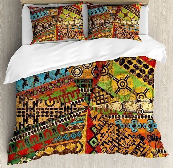 African Cotton Bed Sheets Spread Comforter Bedding Set