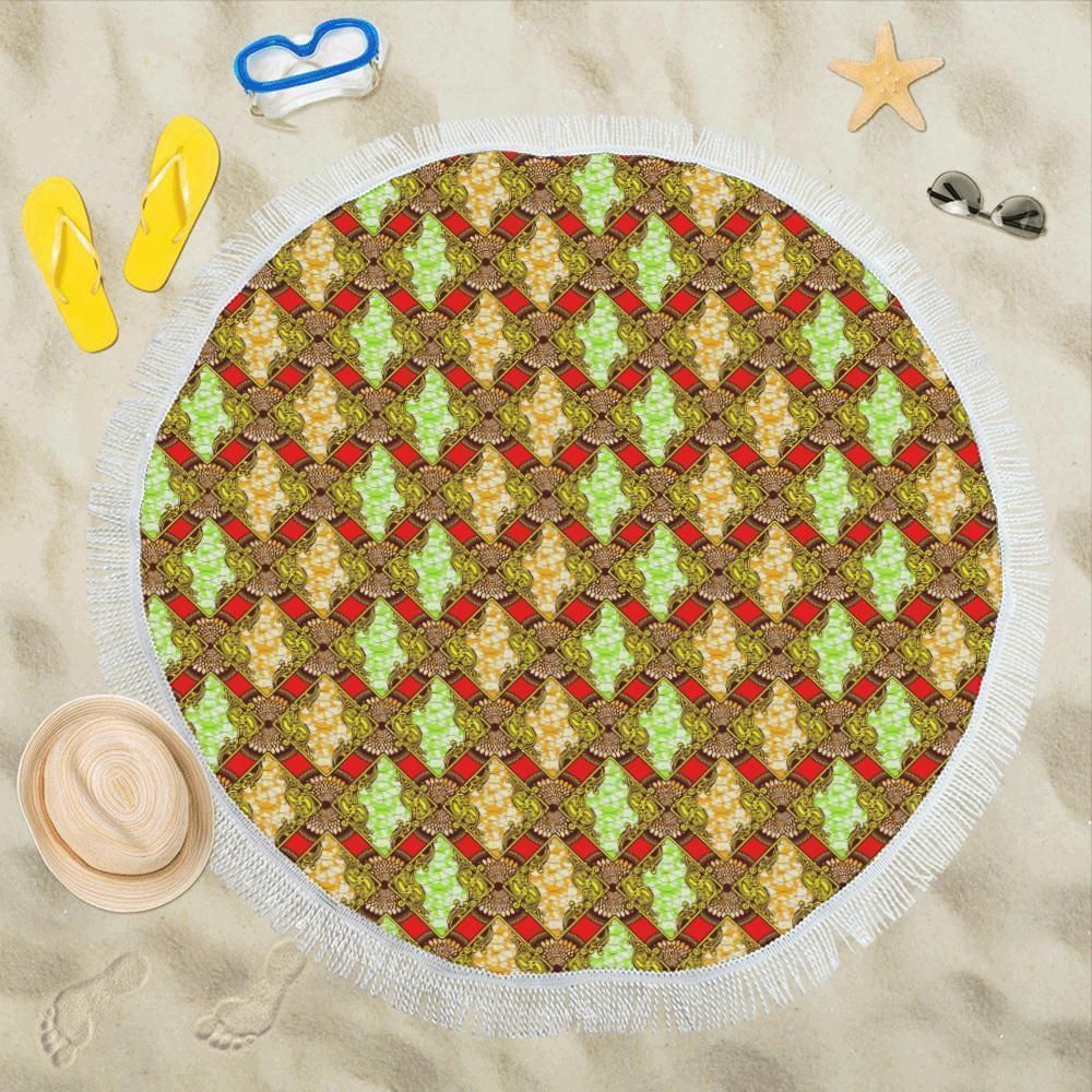 African Classic Print Pattern Round Beach Towel