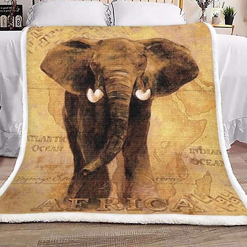 African Elephant Sherpa Fleece Blanket
