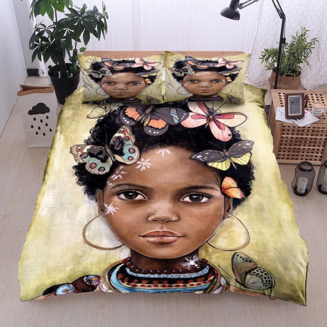 African Girl Butterfly Bedding Set
