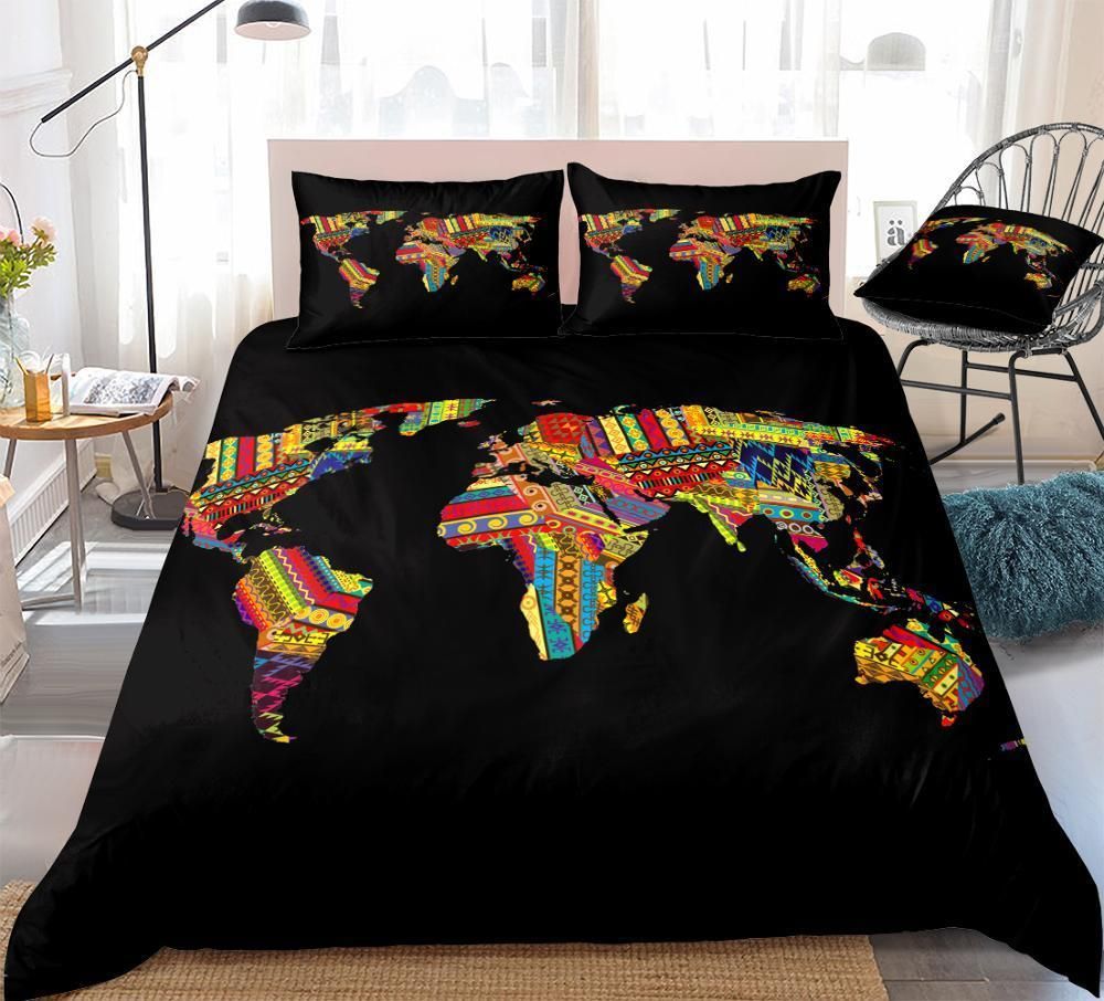 African Map Black Bedding Set