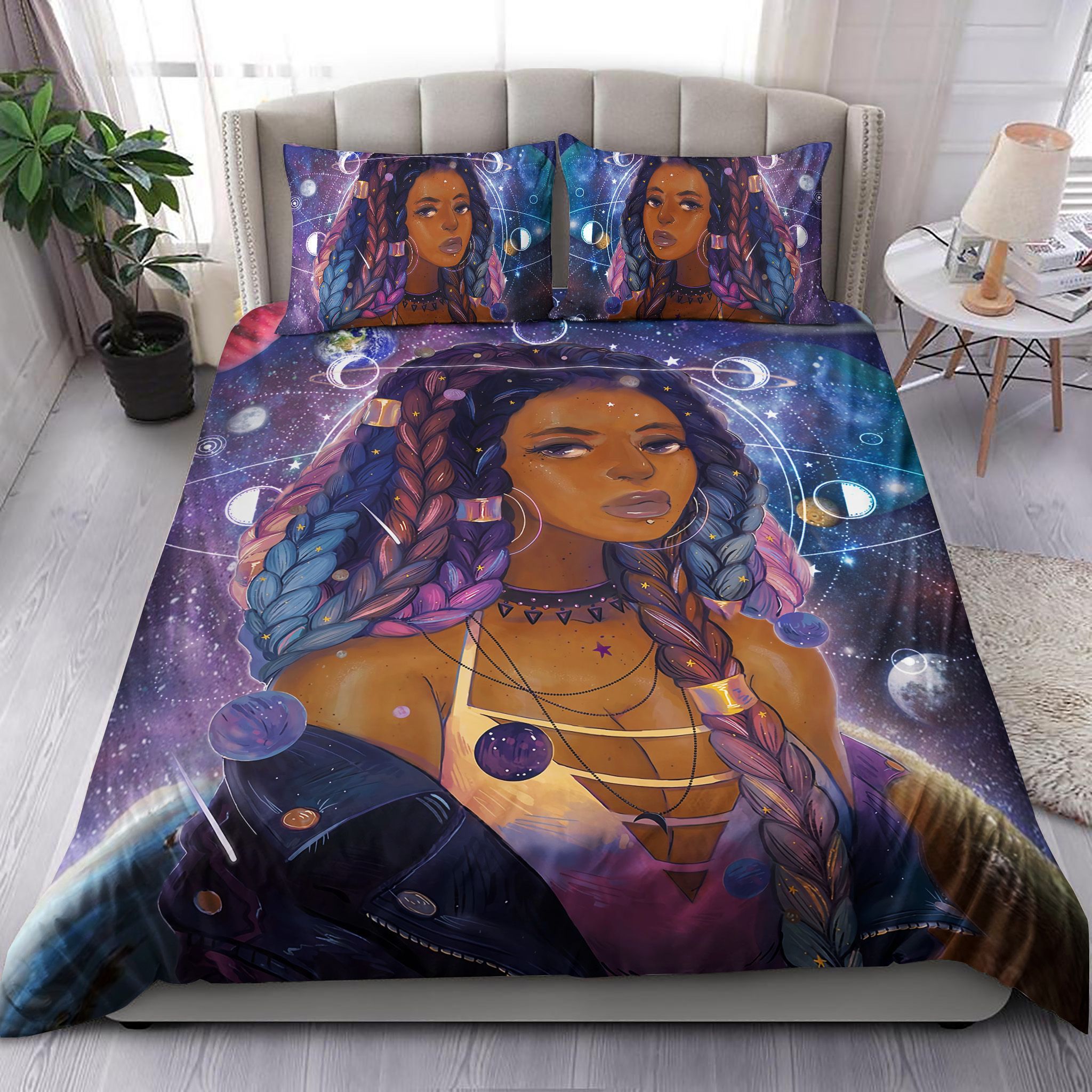 African Mystic Girl With Dreadlocks Hair Bedding Set