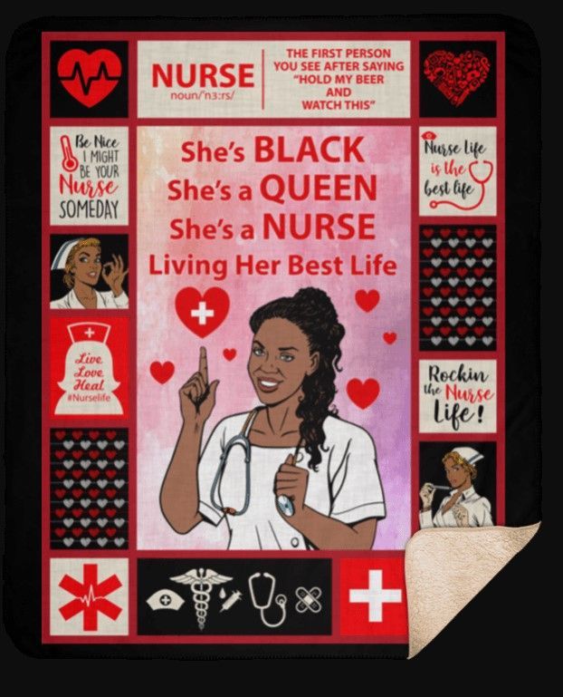 African Nurse Sherpa Fleece Blanket