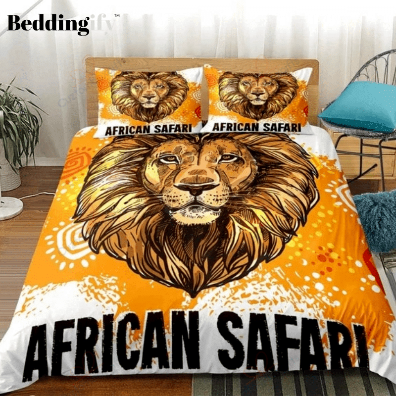 African Safari Lion Pattern Printed Bedding Set